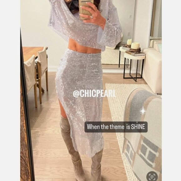 Zara two piece matching set sequin top skirt